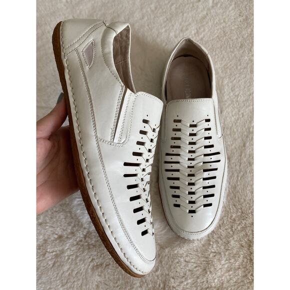 Stacy Adams Ibiza‎ Woven Cut Out Slip-On White Loafers Men’s Sz 9 - Picture 1 of 8
